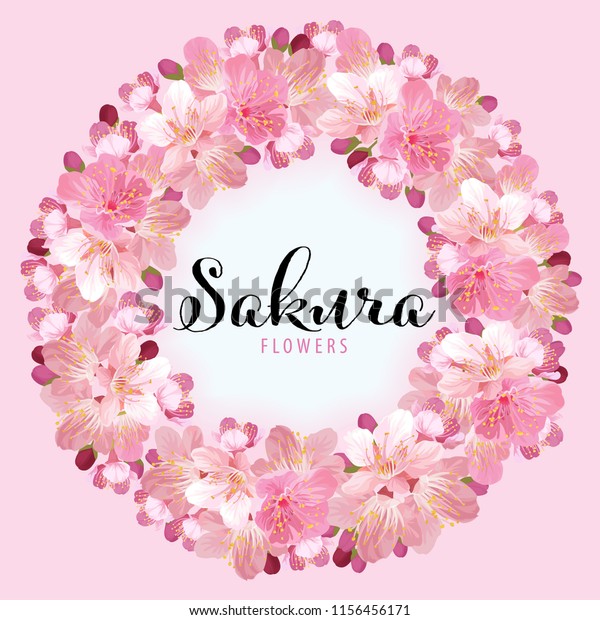 Sakura Flowers Background Template Vector Set Stock Vector Royalty Free 1156456171