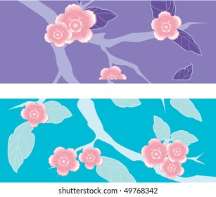 Sakura flowers banners. Vector.