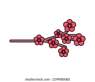 icono de rama de flores sakura aislado