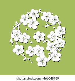 sakura flowers flat simple ornament vector illustration