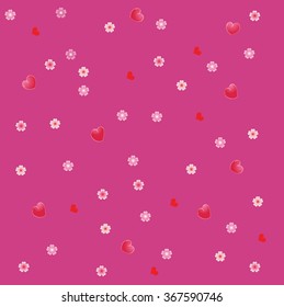 Sakura flowers and hearts. Vector