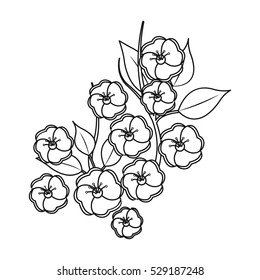 Sakura flowers icon in outline style isolated on white background. Japan symbol stock vector illustration.