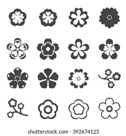 Sakura flowers icon set , cherry blossom  