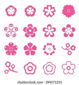 Sakura flowers icon set , cherry blossom icon