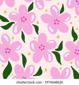 Sakura Flowers Pattern background. Floral Vector Illustration.