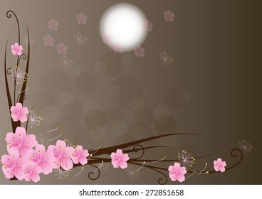 Sakura flowers Spring background  . cherry blossom vector illustration