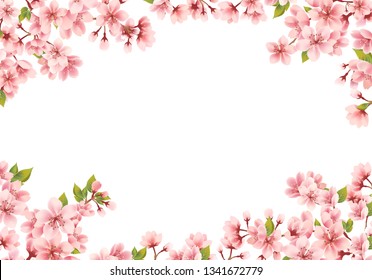 Sakura Frame On White Background Stock Vector (Royalty Free) 1341672779 ...