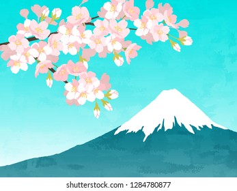Sakura and Fuji background illustration
