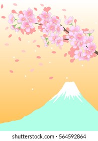 Sakura and Fuji Spring illustration