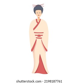 Vector de dibujos animados de icono de Sakura geisha. Mujer japonesa. Flor