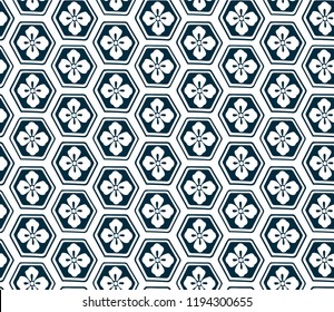 sakura geometric flower japanese chinese design vector seamless pattern