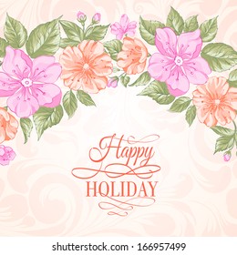 Sakura holiday invitation card. Vector illustration.
