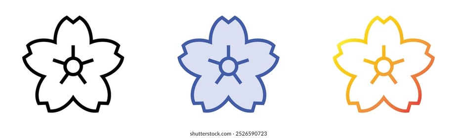 sakura icon. Linear, Blue Fill and Gradient Style Design Isolated On White Background
