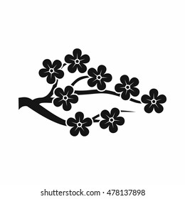 Sakura icon in simple style isolated on white background. Tree symbol