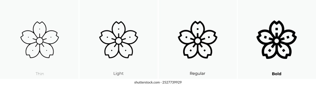 sakura icon. Thin, Light Regular And Bold style design isolated on white background