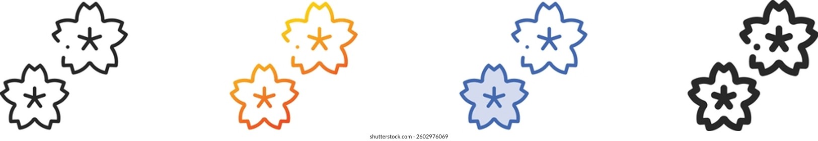 sakura icon.Thin Linear, Gradient, Blue Stroke and bold Style Design Isolated On White Background