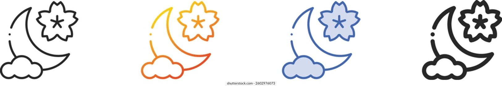 sakura icon.Thin Linear, Gradient, Blue Stroke and bold Style Design Isolated On White Background