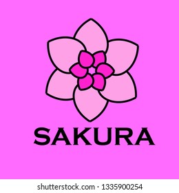 Sakura Japan Logo Vector Template. Sakura flower icon.