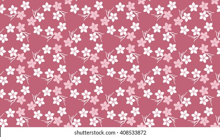 Sakura, Japanese Cherry seamless vector pattern. Use for textiles, interior decoration, web page background, wrapping paper, cosmetics labeling. Inspired by traditional Japanese textiles. Editable