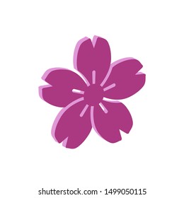 Sakura Japanese flower icon.Isometric and 3D view.
