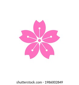 Sakura Japanese Logo Template. This is a minimalist modern logo featuring a floral. It would be match for a variety of businesses, especially those to cosmetics, ecology, health, flowers, and others.