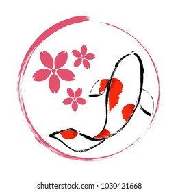sakura and koi fish