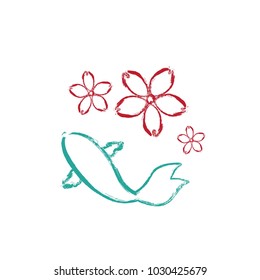 sakura and koi fish