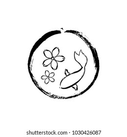sakura and koi fish