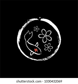 sakura and koi fish