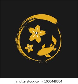 sakura and koi fish