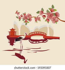 Sakura , landscape east