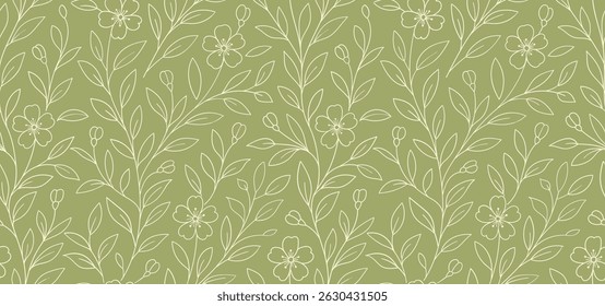 Sakura line drawing. seamless pattern for decorating all fashion designs, fabrics, wallpapers and prints. on a light pink background