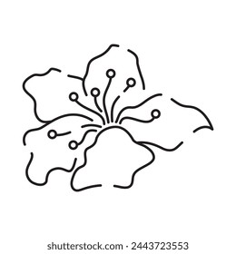 Sakura line icon. Linear Japanese cherry blossom symbols isolated on a white background. Spring vector illustration