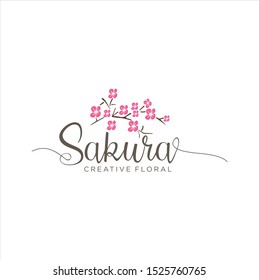 Sakura Logo Design Vector Stock