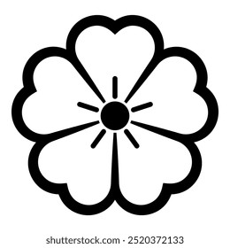 Chūkage Sakura (Mid-Shadowed Cherry Blossom): A vector icon illustration of a Japanese family crest with a cherry blossom motif.