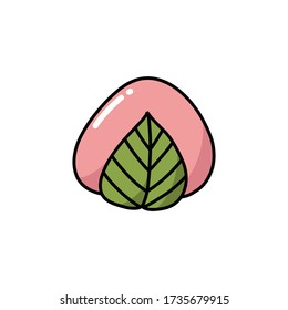 sakura mochi doodle icon, vector illustration