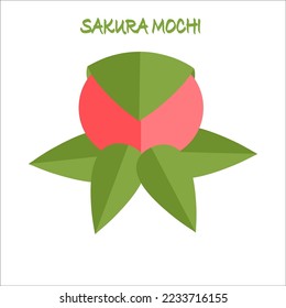 Sakura mochi vector. Sakura mochi is japan food. mochi on white background.