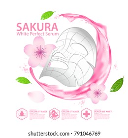 sakura nature serum, collagen solution mask sheet Skin Care Cosmetic.