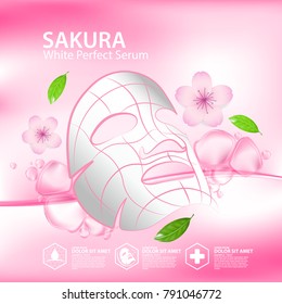 sakura nature serum, collagen solution mask sheet Skin Care Cosmetic.