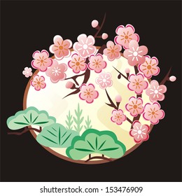Sakura oriental cherry vector illustration
