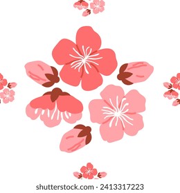 Sakura pattern vector illustration. The continual blooming sakura flowers represented everlasting cycle life, death, and rebirth The seamless sakura pattern concept celebrated intertwined nature