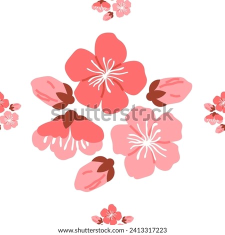 Sakura pattern vector illustration. The continual blooming sakura flowers represented everlasting cycle life, death, and rebirth The seamless sakura pattern concept celebrated intertwined nature