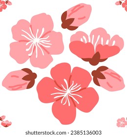 Sakura pattern vector illustration. The repeating pattern sakura blooms symbolized eternal bond between nature and humanity The infinite allure seamless background captivated imagination, transporting