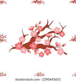 Sakura pattern vector illustration. The seamless design showcased intricate textures and patterns blooming sakura flowers, capturing essence spring The flowery atmosphere created by sakura blossoms