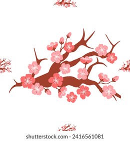 Sakura pattern vector illustration. The seamless sakura pattern concept explored interplay between nature and human emotions The decorative elements incorporated repetitive sakura motifs, infusing