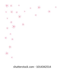 Sakura, Peach Cherry or Apple Flowers Vector Confetti. Showering Falling Down, Flying Romantic Floral Background. Tender Wedding Decoration, Realistic Sakura, Peach, Cherry or Apple Blossom Confetti.