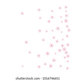 Sakura, Peach Cherry or Apple Flowers Vector Confetti. Elegant Falling Down Spring Romantic Floral Decoration. Tender Wedding Decoration, Realistic Cherry, Peach, Sakura or Apple Blossom Confetti.