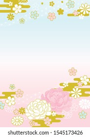 Sakura and peony japanese pattern background