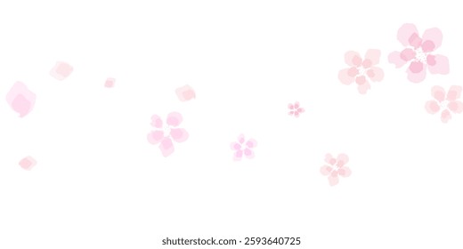 Sakura petal spring blossom on white banner. Japanese Bokeh Flowers Illustration.