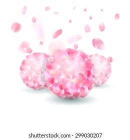 Sakura petals balls. Abstract vector illustration